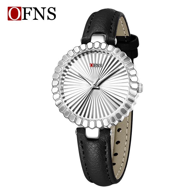 OFNS Light Luxury Women's Quartz Watch - Waterproof, Sunburst Dial, No Numerals