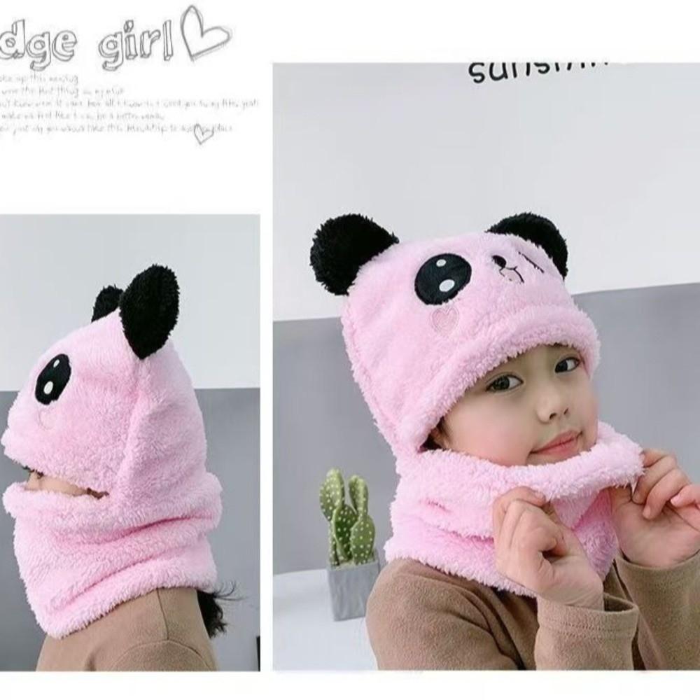 Fleece Children Beanie Caps Cartoon Warm Bonnet Scarf Fashion Kids Plush Hat Toddler