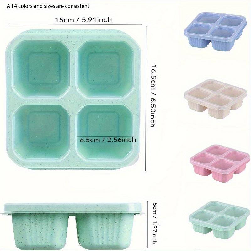 4шт квадратный разделитель Bento Box многоразовый 4-секционный пищевой контейнер закуски орехи с крышкой пшеничная соломенная коробка для ланча кухонные принадлежности