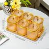 ZISIZ Transparent Square Kitchen Storage Jar with 6-Grid Tray