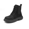 Fashion Women Ankle Boots Platform Leather  Boots Side Lace-up Round Toe Winter Ladies Warm Shoes Retro Motorcycle Botas Mujer