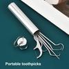 Набор зубочисток из нержавеющей стали 304, зубная нить, металлическая зубная нить, портативная трубка для хранения в полости рта