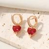 Fashion Red Heart Shape Dangle Earrings for Women Cubic Zirconia Daily Jewelry Party Accessories