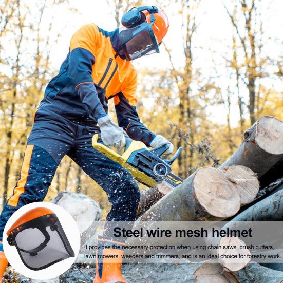 Safety Face Shield with Mesh Visor Ventilated Protective Helmet Chainsaw Safety Shield for Forestry Work Yard Work Weeding