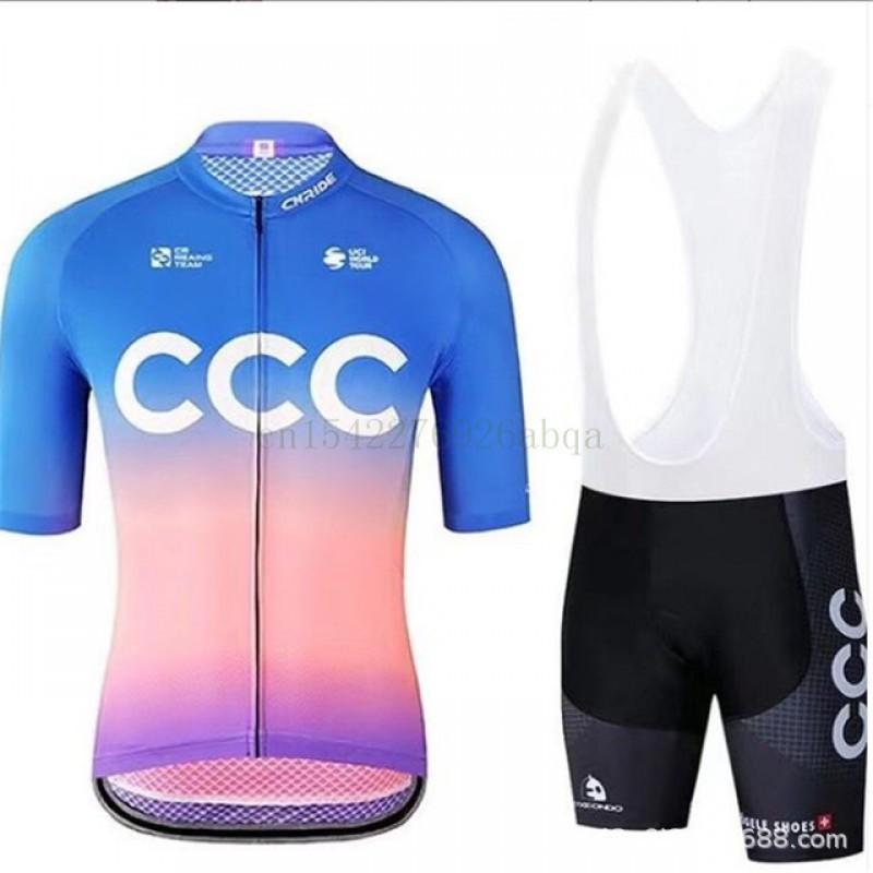CCC Team Edition Гоночная одежда Мужская Женская Короткий рукав Велосипедный Комплект Защита от солнца Дышащий Для шоссейного велоспорта