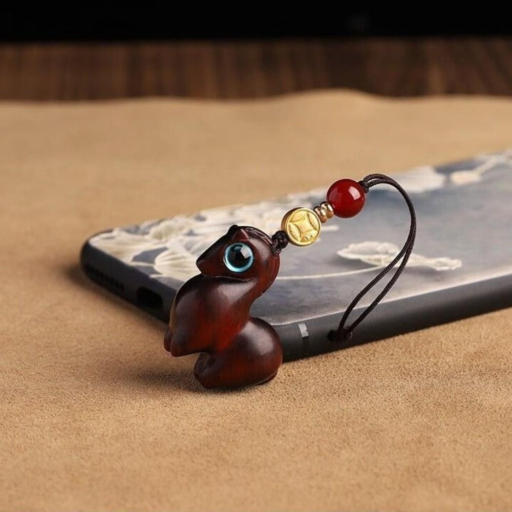 Cartoon Bag Pendant Sandalwood Chinese Style Key Ring Cute Horse Key Chain  Unisex