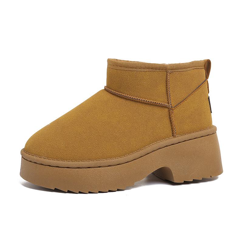 Женские зимние ботинки на толстой подошве, новые, маленькие, повседневные, увеличивающие рост, с бархатной подкладкой, теплые, большие хлопковые ботинки