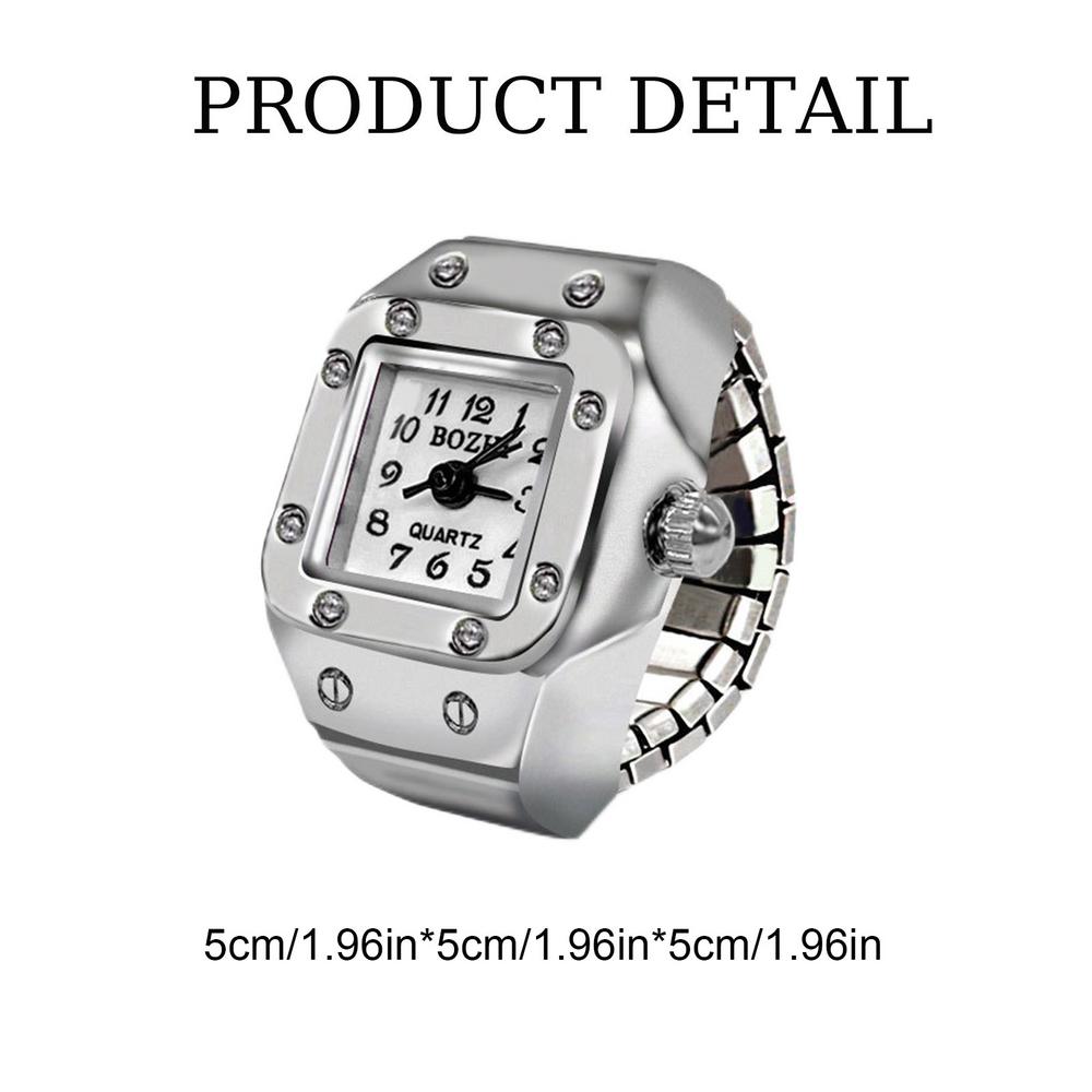 Винтажные часы в стиле панк на палец, мини-часы из сплава с эластичным ремешком, кольца для пары, ювелирные часы, ретро, ​​римские кварцевые часы, кольцо