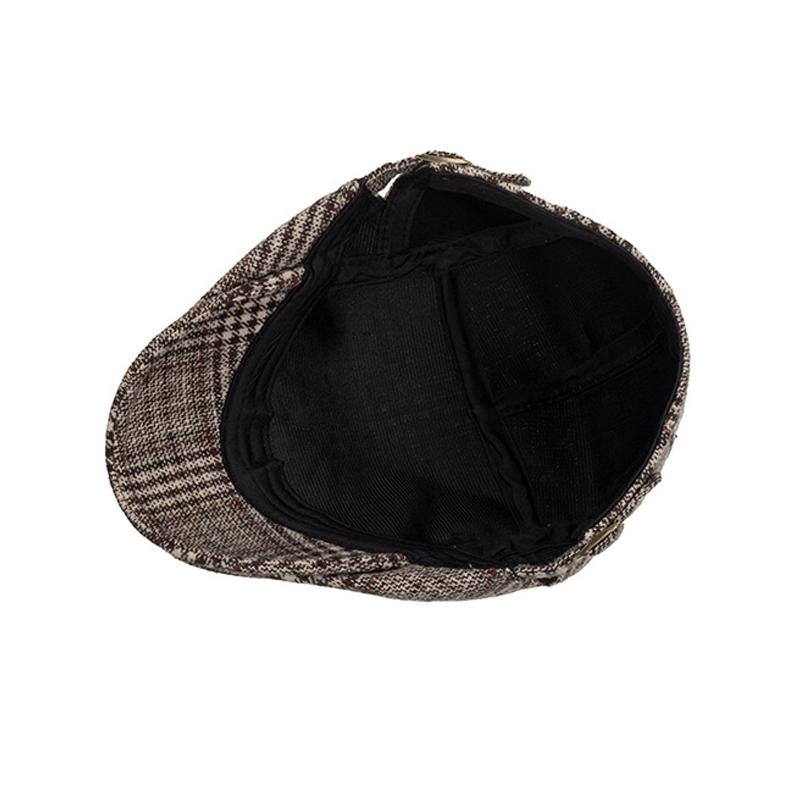 Plaid Beret Men's Autumn Winter Thick British Woolen Peaked Cap Newsboy Caps for Men Forward Cap Paintsman's Cap Driver Ivy Hat