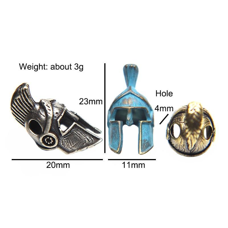 Roman Knight Warrior Helmet Knife Beads Lanyard Pendants Retro Brass Charms DIY Paracord Woven Bracelets Accessories EDC Outdoor