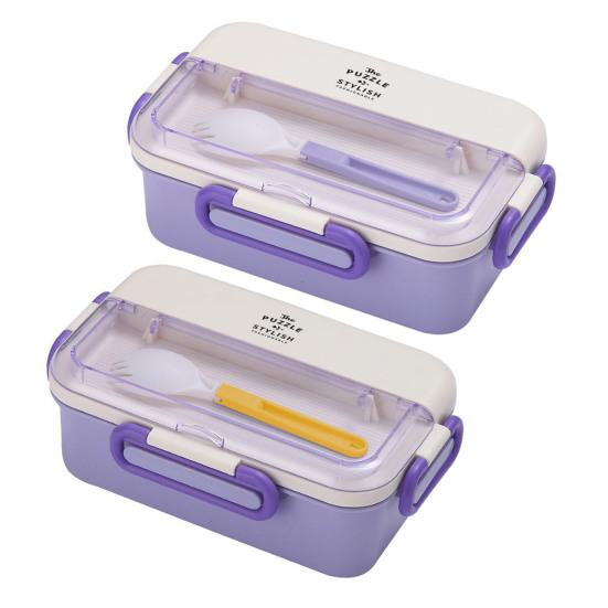 Ланч-бокс 1,1 л, герметичное отделение, большая емкость, герметичное хранение продуктов в микроволновой печи с ложкой, детская школа