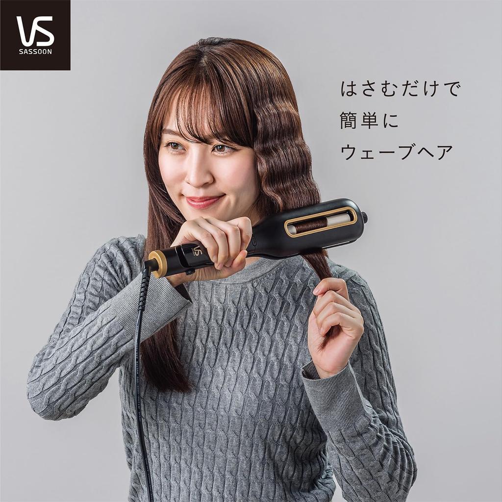 Vidal Sassoon Плойка для волн, совместимая с 5 уровнями температуры и 3 уровнями волн, черная, утюжок, за границей, регулировка, регулировка, VSW-1600/KJ