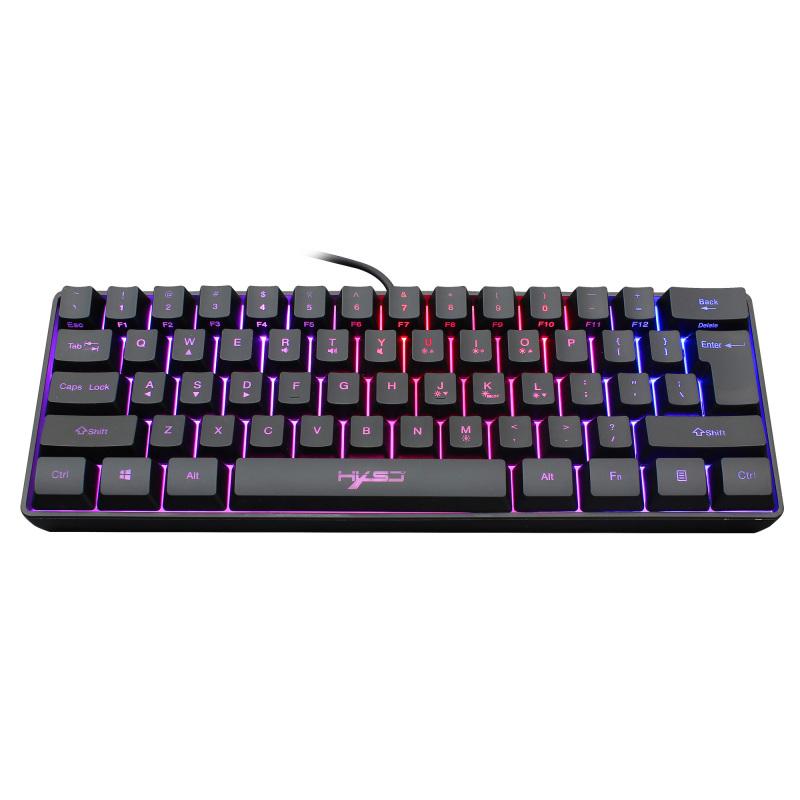Мини-клавиатура, 61 клавиша, RGB-подсветка, USB-проводная компьютерная игровая клавиатура Abs