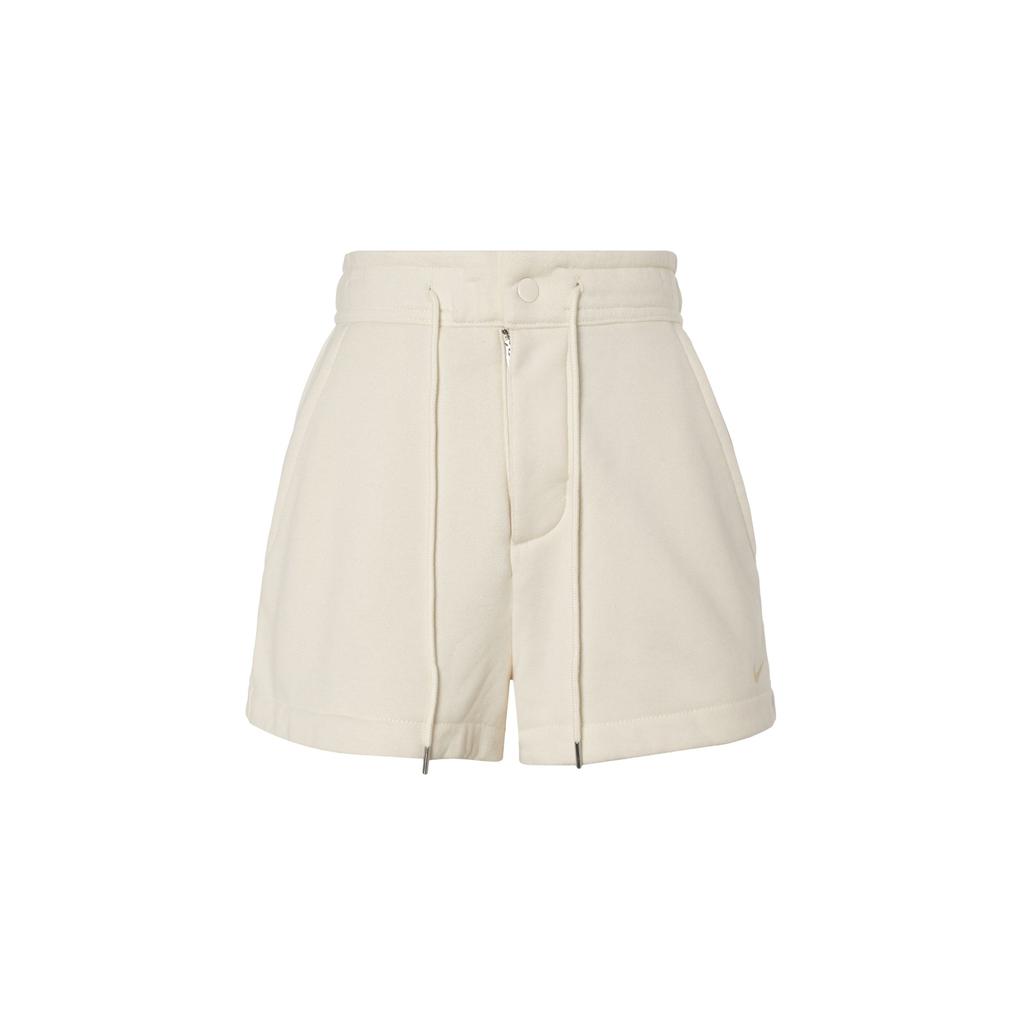 Nike Solid Color Lace-Up Brand Logo High-Waisted Shorts Women Shorts Off-White DV7915-901