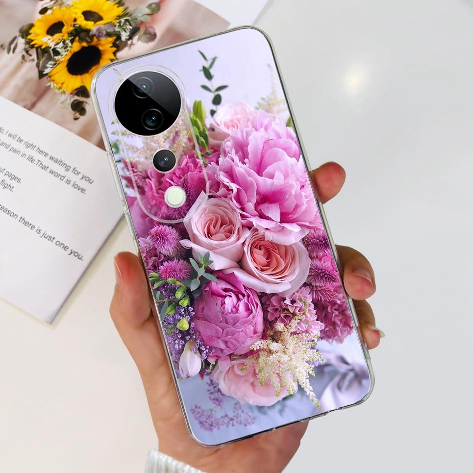 Flower Butterfly Women Fashion Back Cover For Vivo S19 Pro 5G V2362A Phone Funda Transparent Soft TPU Slim Silicone Bumper Etui