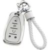 Chevy Key Fob Cover with Keychain, Soft TPU Key Case Protection Fit for Chevrolet Equinox Malibu Camaro