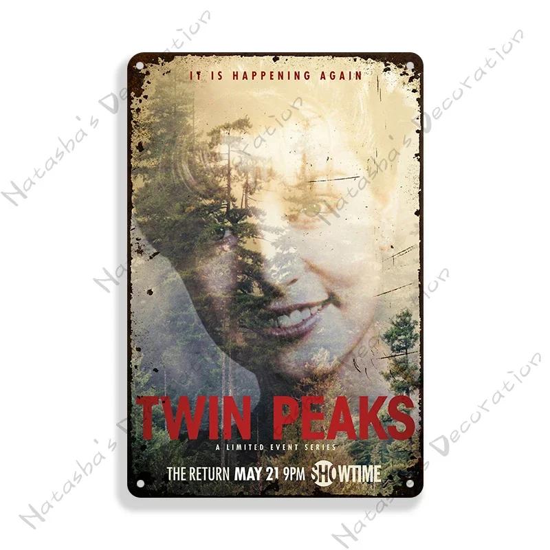 Twin Peaks Classic TV Metal Tin Sign Rusty Metal Signs Poster Home Bar Vintage Metal Poster Industrial Decor Decorative Plate