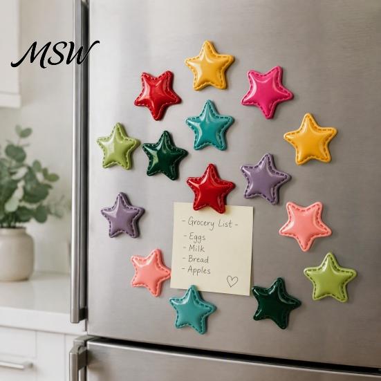 Office Message Boards Accessories 2Pcs 3D Star Refrigerator Magnet, Resin Shape Fridge School Locker Magnets Magnetic Decoration for Kitchen