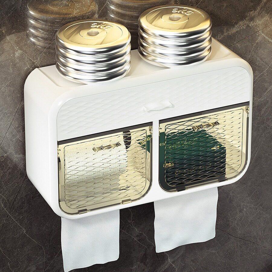 No Punching Toilet Paper Holder Waterproof Wall Mounted Tissue Box Facial Tissue Roll Paper Holder Bathroom Kitchen Organizer