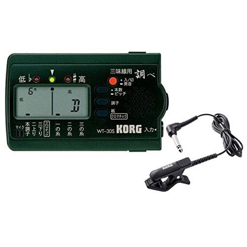 KORG Shamisen Tuner WT-30S + Contact Microphone CM-300-BK Set
