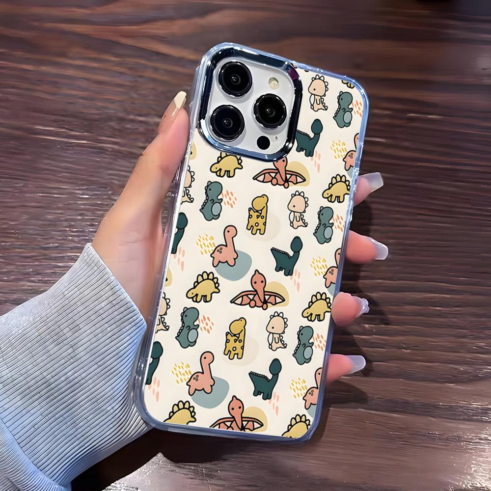 Милый мультяшный чехол для телефона с динозаврами Для IPhone 17 Pro Max 16 15 14 Pro Max IPhone 13 Pro Max 11 Plus Прозрачная крышка