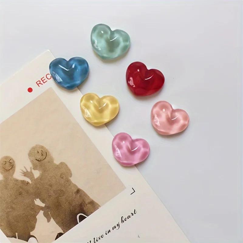 Набор из 6 магнитов на холодильник в форме сердца, прочный пластиковый дизайн с водной рябью, магнитная доска с рисунком, аксессуары для холодильника