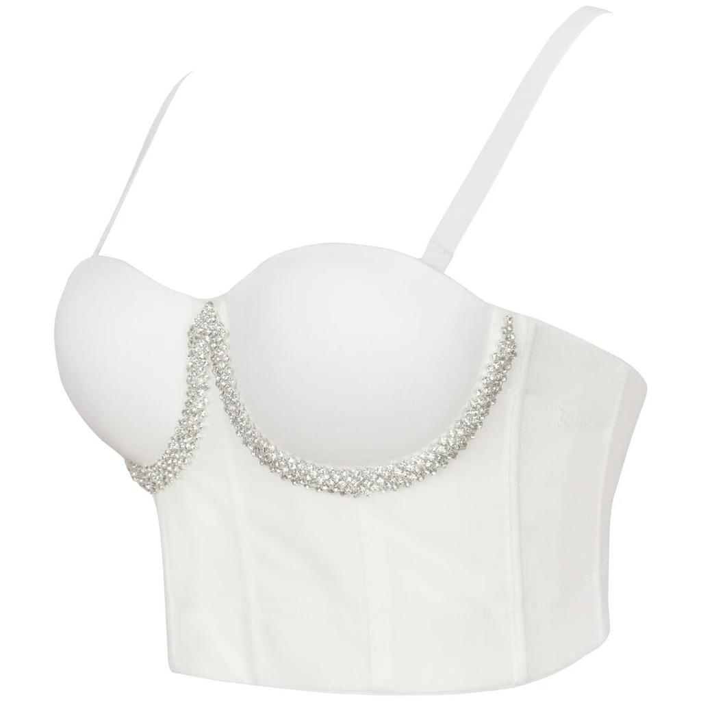 Укороченный топ yushutiff со стразами, блестящие женские корсетные топы, бюстье, бюстгальтер пуш-ап, женская одежда для ночного клуба