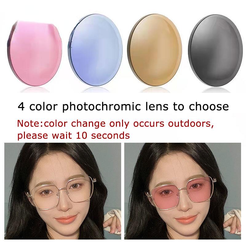 Фотохромные очки для близорукости, женские металлические оправы, фильтр синего света, УФ-защита, готовые компьютерные очки, степень от -50 до -400