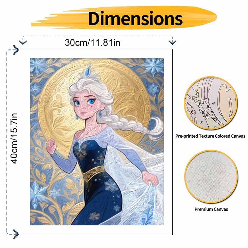 Disney digital oil painting art kit ice queen snowflake blue dress handmade diy home decorations