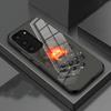 Аниме Милый Чехол-Калькулятор Кальцифер для Samsung S26 S25 S24 FE S23 S22 S21 Plus S20 Ultra Note20Ultra Черная Стеклянная Крышка