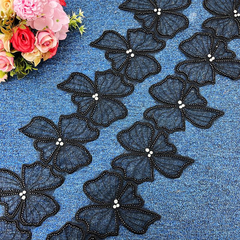2023 Lace Collar Floral Bead Black & White Apricot Women's Accessories