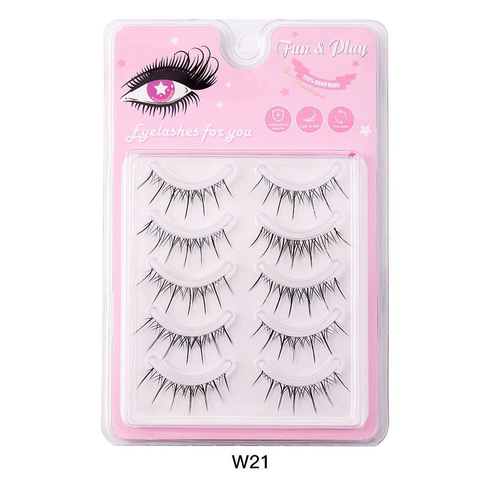 Wispy False Eyelashes Natural Look Cosplay Lashes Clear Band Fake Lashes  Women Girls