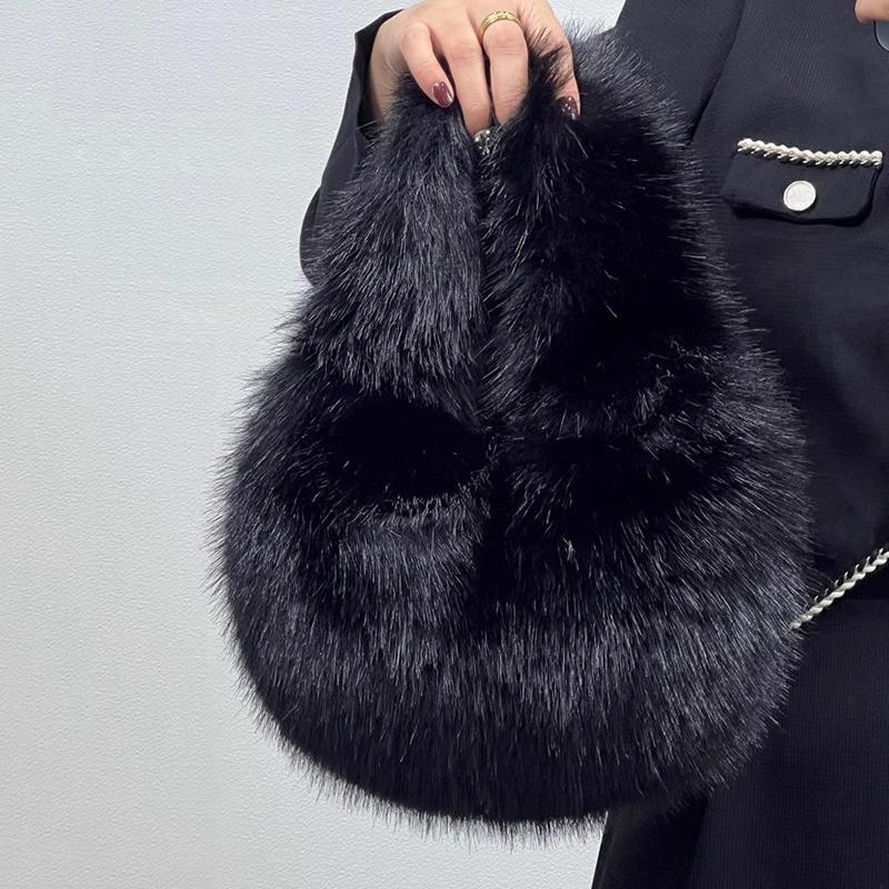 Yogodlns Новая зимняя плюшевая сумка для женщин, модная ручная пушистая сумка, универсальная сумка через плечо, трендовая сумка-хобо для поездок на работу