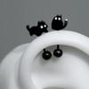 1 шт. Мультяшный кот Титановая сталь Гвоздик для кости уха Милые серьги для женщин Пирсинг для тела Ювелирные аксессуары