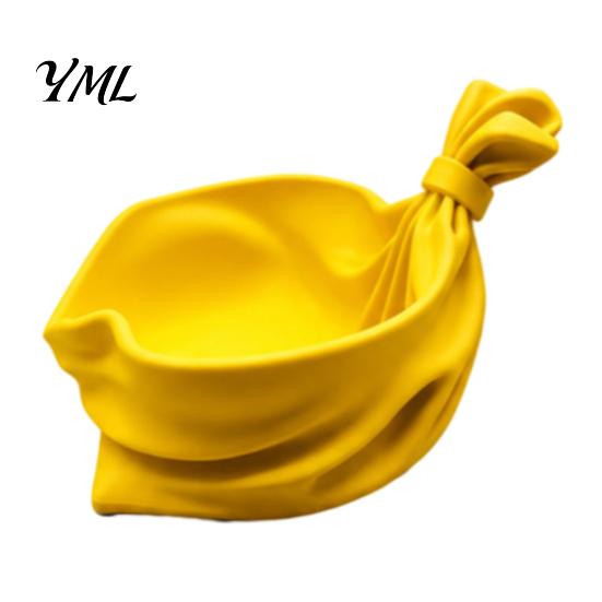 Unique Textured Trinket Bowl 3D Printed Gift Bag Shaped Storage Tray, Pleated Catchall for Candy, Decorative Tray Festive Table Centerpiece