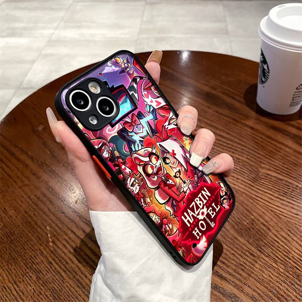 H-Hazbin Hotel Матовый Чехол для Телефона Для iPhone 16 15 14 11 12 13 Mini Pro Max X XR XS ударопрочный