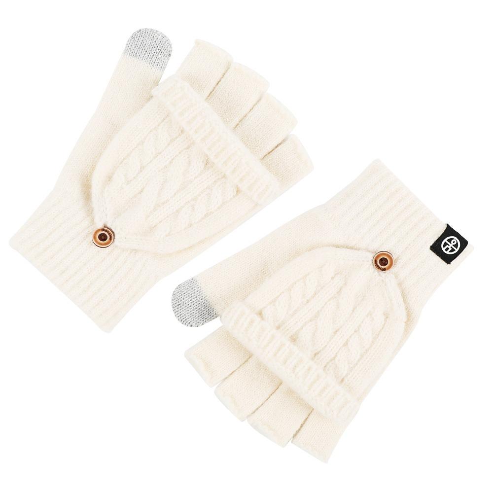 Thickening Fingerless Flip Gloves Wool Knitted Finger Free Gloves  For Men Women Unisex