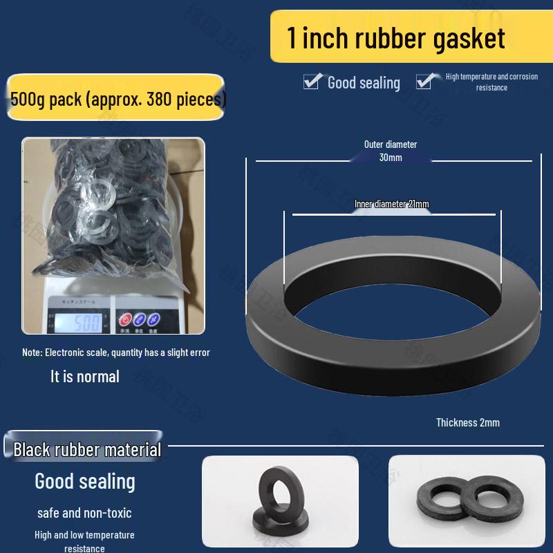 Набор плоских резиновых шайб: Водонепроницаемые прокладки для душевых шлангов и смесителей - Размеры 3/8", 1/2", 3/4", 1"