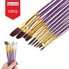 10pcs Artist Paint Brush Set Nylon Hair Watercolor Acrylic Oil Painting Drawing Brushes