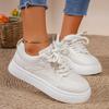 Fashion Sneakers Women's Breathable Platform Lace-up Sneakers Canvas Shoes Lace-up Black Running Tennis Vulcanized Zapatos De Mujer