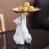 White Bear Statue Storage Tray Nordic Decorative Figurine Storage Tray Living Room Table Key Snack Holder Tray Home Decor Arts