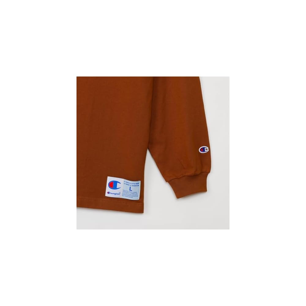Long-sleeved T-shirt, crew neck, 100% cotton, relaxed fit, one-point logo embroidery, long-sleeved