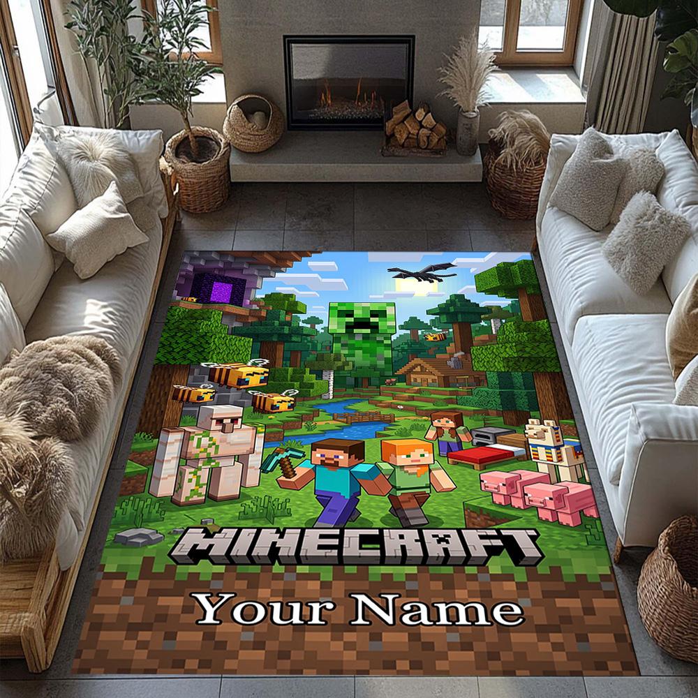 Minecraft Customizable Name Floor Rug Office Rug Suitable For Decorate Room Entryway Outdoor Bedrooms Antislip Rug Decorate Offices