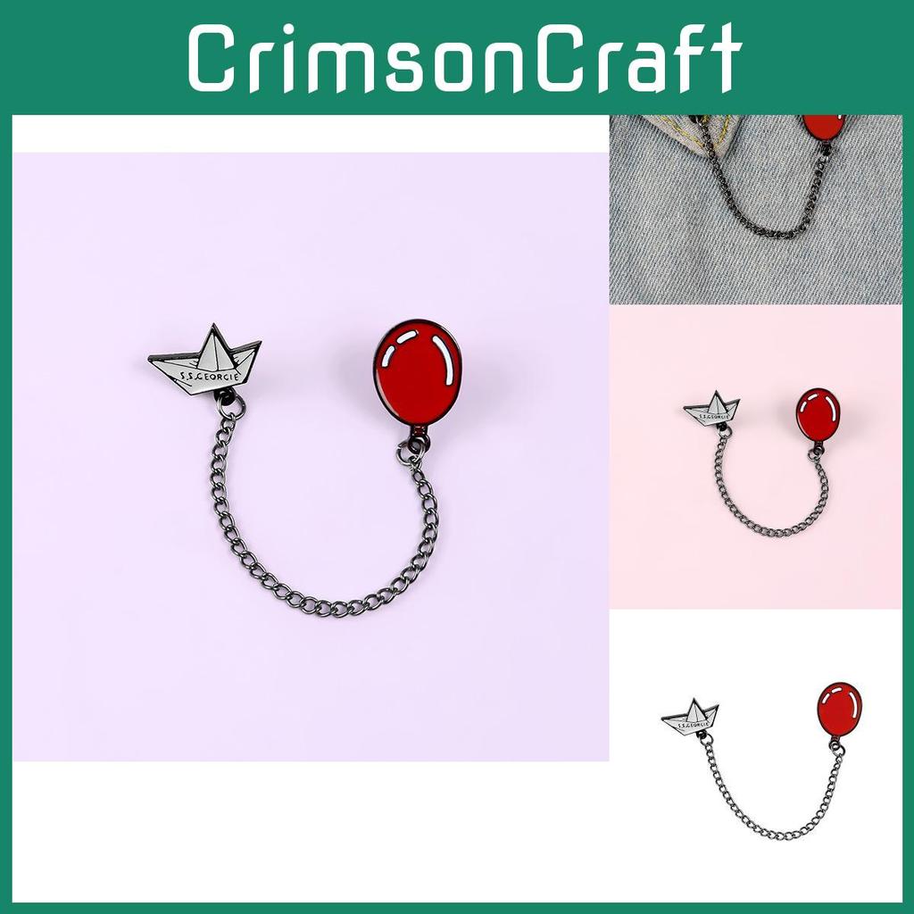 Adorable Cartoon Chain Jewelry Brooch Featuring Cute Red Balloon And Boat Design