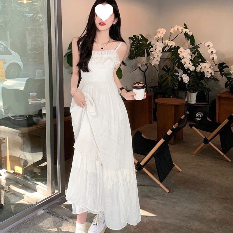 Женское летнее милое французское платье-слинг с эффектом похудения талии