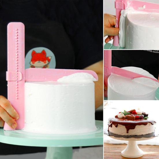 Adjustable Cake Smoother Scraper Fondant Spatula Cake Edges Smoother Food-Grade Cakes Pastry Spatula Cream Leveling Device