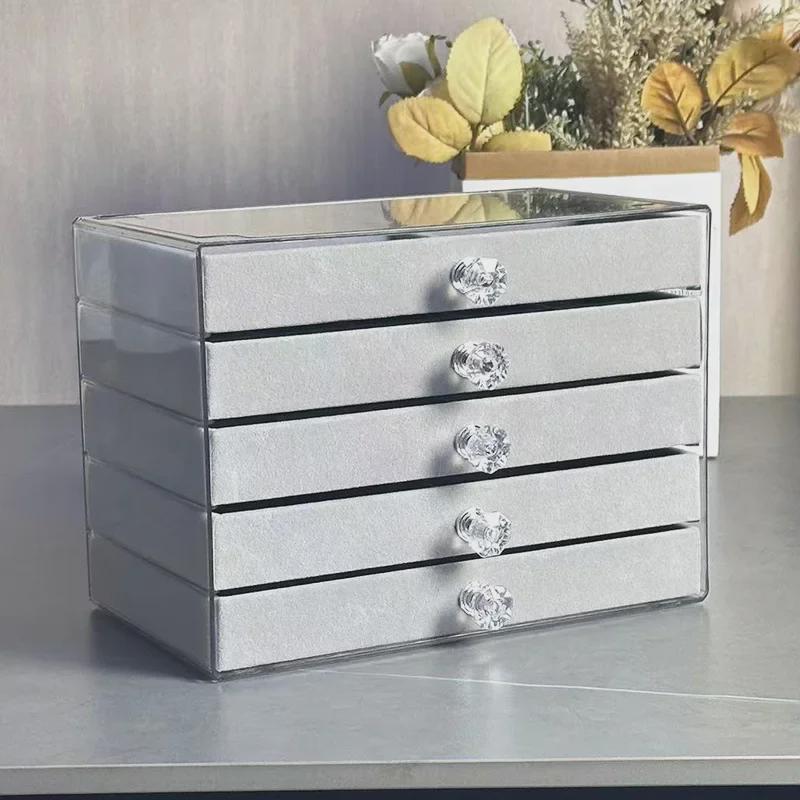 [Новинка 2024 г.] Бархатная шкатулка для украшений: Многоуровневый ящик для хранения сережек и браслетов