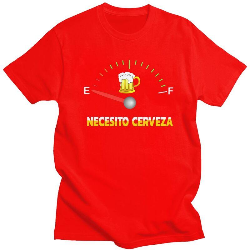 Мужская футболка с надписью Custom Necesito Cerveza I Need Beer, с коротким рукавом, из чистого хлопка, повседневная, модная