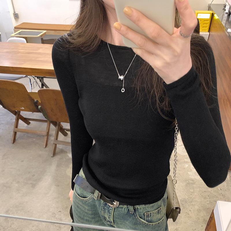 Women's Round Neck Knit Sweater, Spring and Autumn 2026 New Style, Regular Shoulder Pullover with Long Sleeve T-Shirt