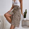 Boho Women Casual Print Tie Side Wrap Skirt Elegant High Waist Female Summer Asymmetrical Knee Length A-Line Skirts